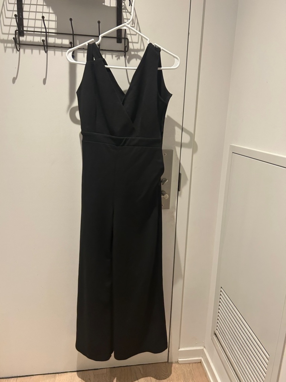 Rinascimento Black V-Neck Wide-Leg Jumpsuit